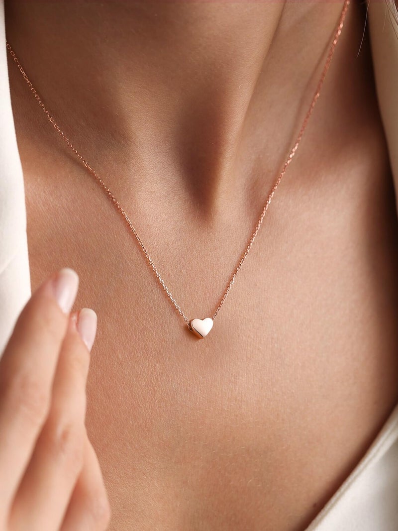 ChicSilver Rose Gold Plated Sterling Silver Tiny Heart Pendant Necklace Endlessness Love Dainty Necklace - Image 3